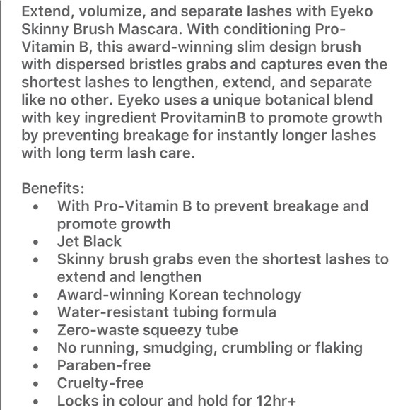 $15 Bundle Item ☘️ Eyeko Skinny Brush Mascara - Picture 2 of 2